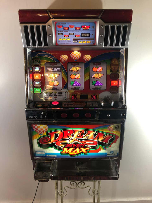 Vintage Japanese Slot Machine with Tokens