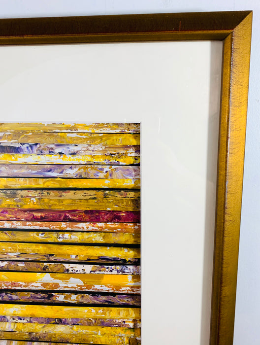 Hand Painted Abstract Art Work by Ward With a Custom Frame, Matted