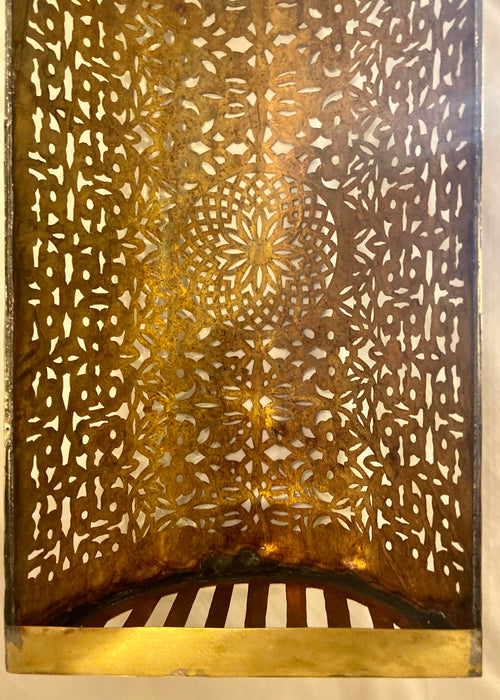 Pair of Handmade Brass Modern Moroccan Filigree Design Wall Lanterns/Sconces