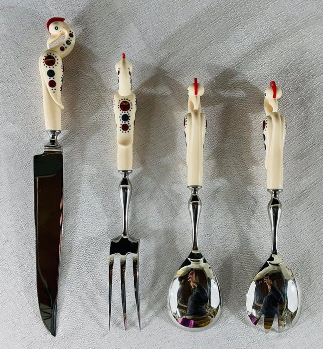 Vintage S & S Haddad Jezzine Traditional Cutlery or Carving Serving Set of 4 Pcs