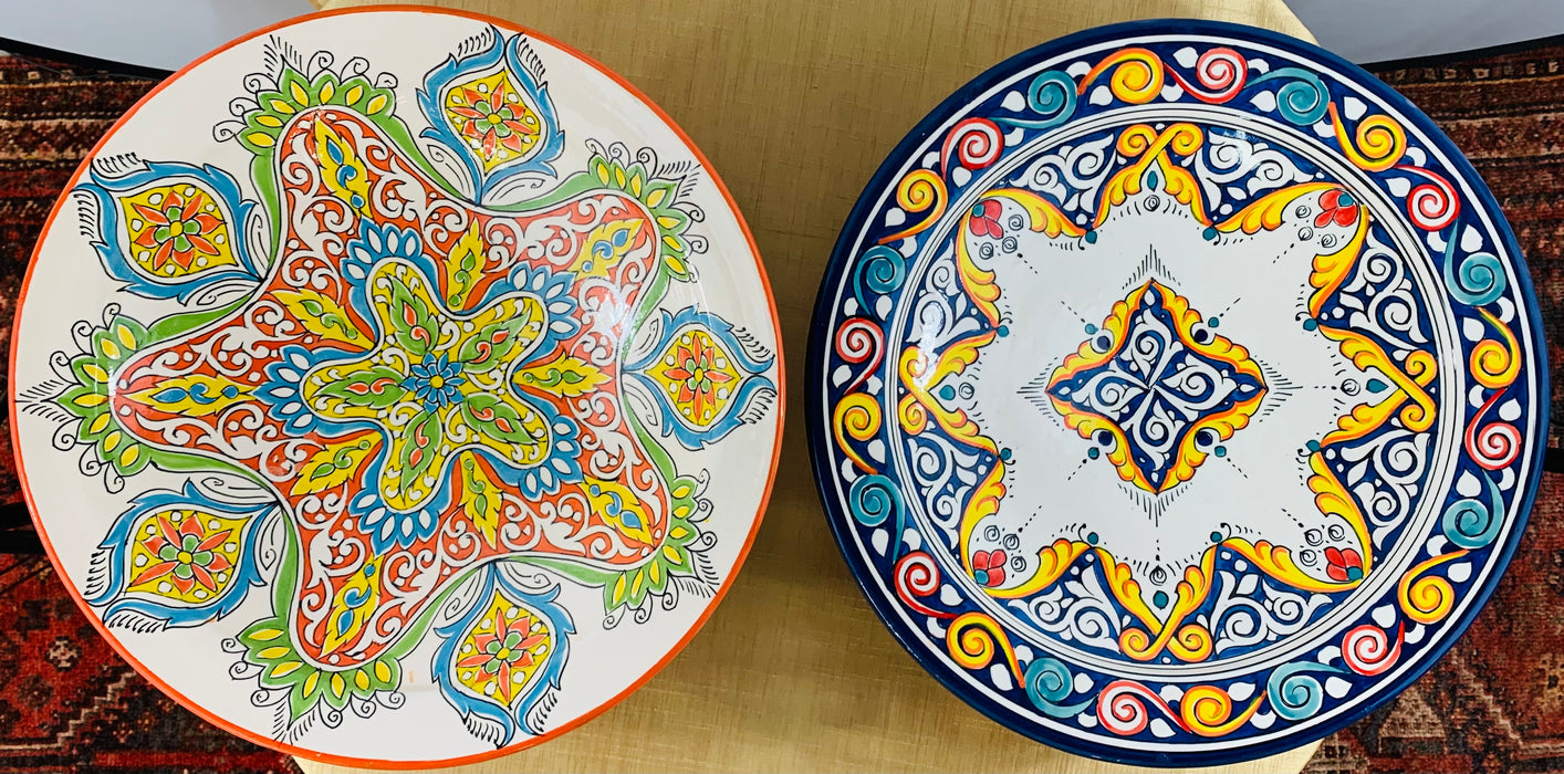 Handmade Large Ceramic Serving, Decorative or Center Table Plate, Set of 2