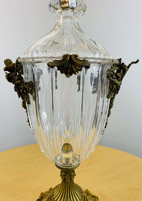 French Empire Style Bronze Mounted Cut Crystal Lidded Urn or Vase