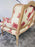 French Louis XV Style Settee or Canape With Floral Upholstery in Red & White