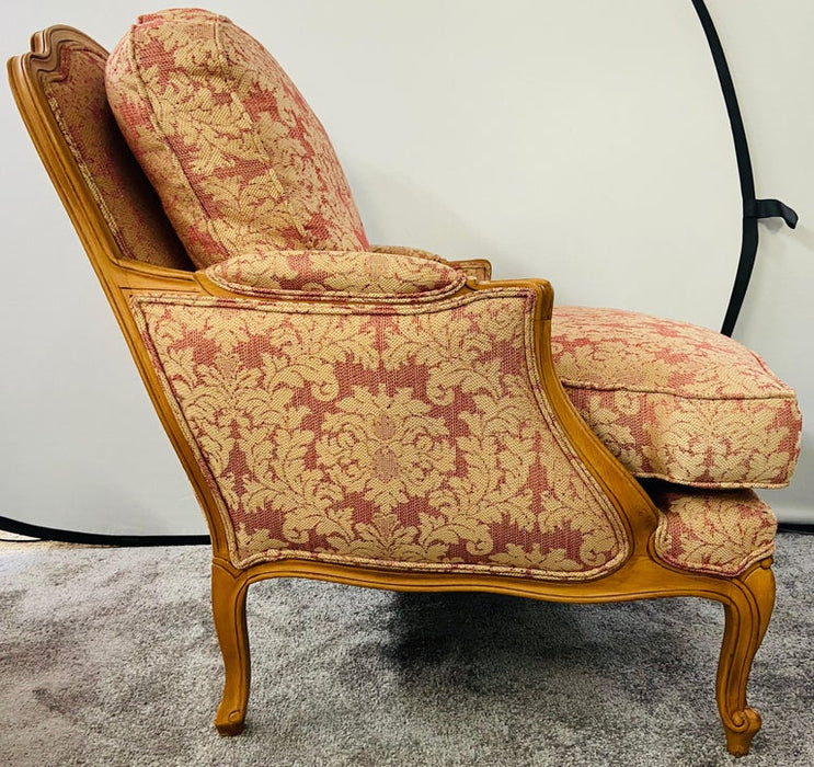 French Louis XV Style Bergere Armchair or Chair and Ottoman by Ethan Allen