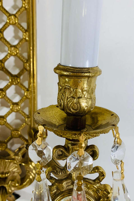 Two Arm Brass Wall Sconce in the Style of Louis XVI, a Pair