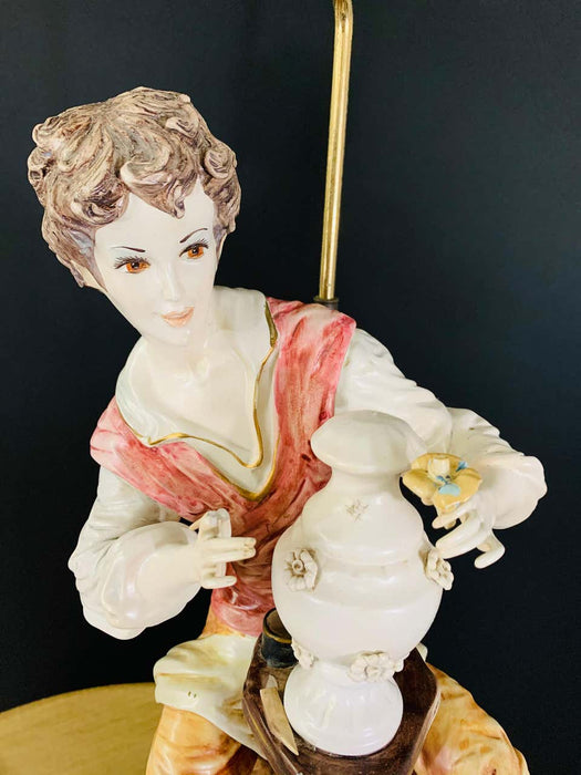 Italian Porcelain Figural Table Lamps in the Style of Giuseppe Pellati, a Pair
