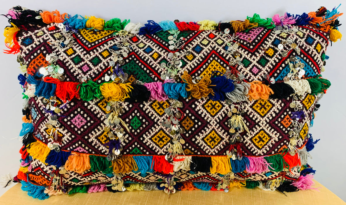 Handmade Moroccan Multicolored Kilim Style Pillow