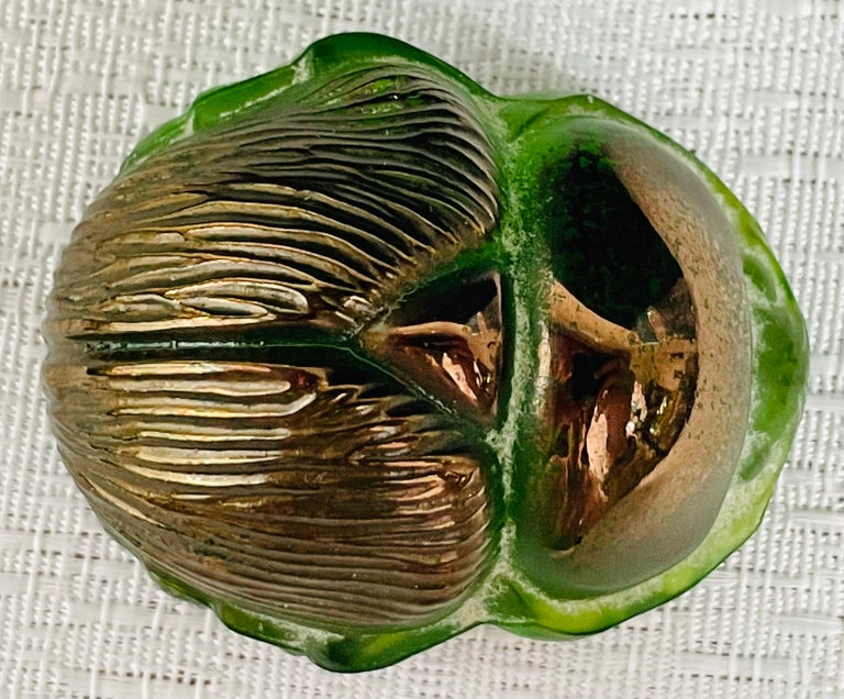 Rare Lalique Crystal Green Scarab Beetle Paperweight, Circa 1970's