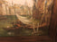 Busy City River Port Scene Oil on Panel in a Custom Wooden Frame