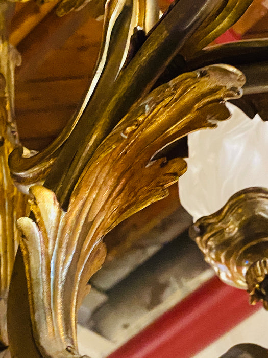 Louis XVI Style Bronze Chandelier with René Lalique Covered Shades