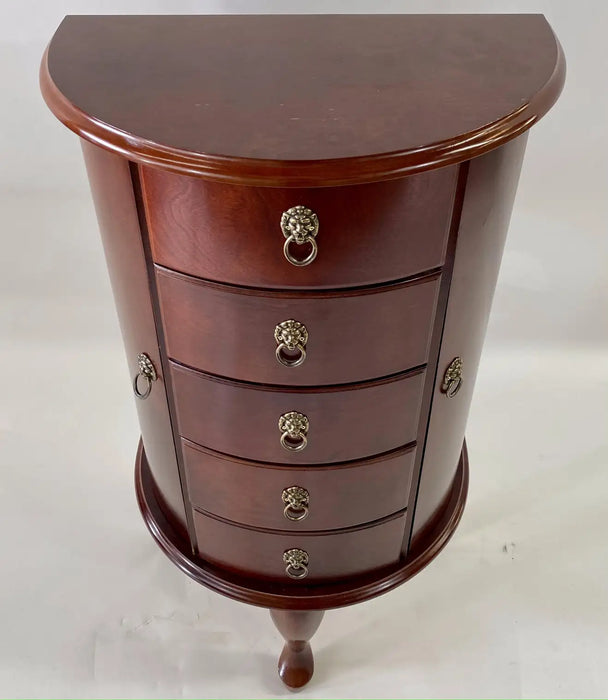 French Louis XV Style Demi-lune Mahogany Jewelry Chest or Vanity Side Table