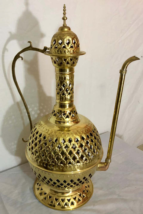 Brass Moroccan Floor or Table Lamp Handmade in Filigree Design, a Pair