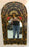 Moroccan Hand Painted Wall or Vanity Mirror in Black with Gold and Mustard