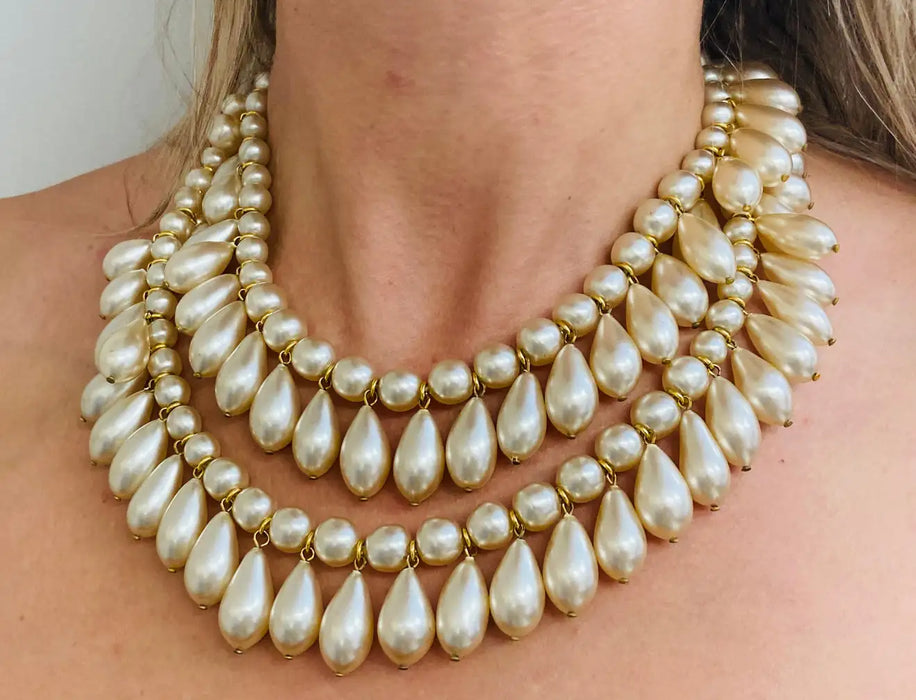 Chanel two strand pearl necklace w/chain - Vintage Lux