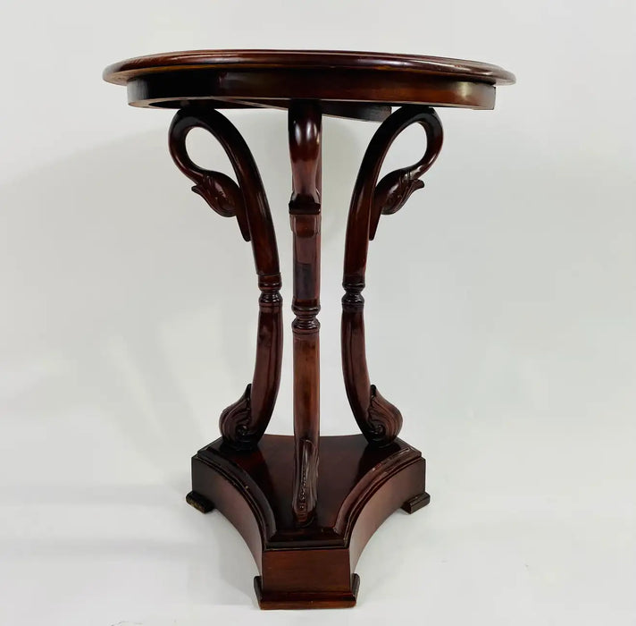 French Directoire Style Rosewood Guéridon Side Table with Swan Design