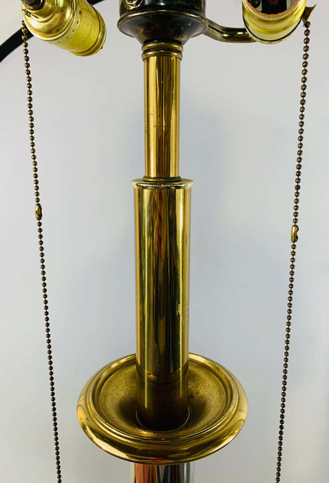 Mid-Century Modern Brass and Chrome Table Lamp, a Pair