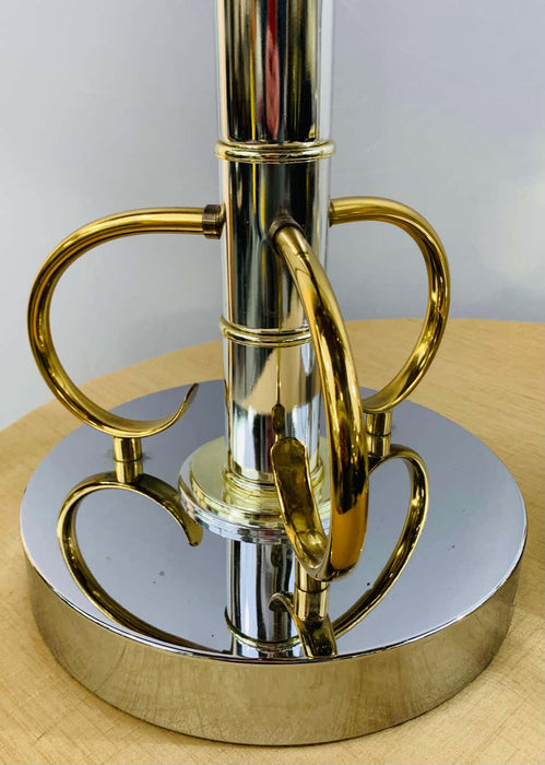 Mid-Century Modern Brass and Chrome Table Lamp, a Pair