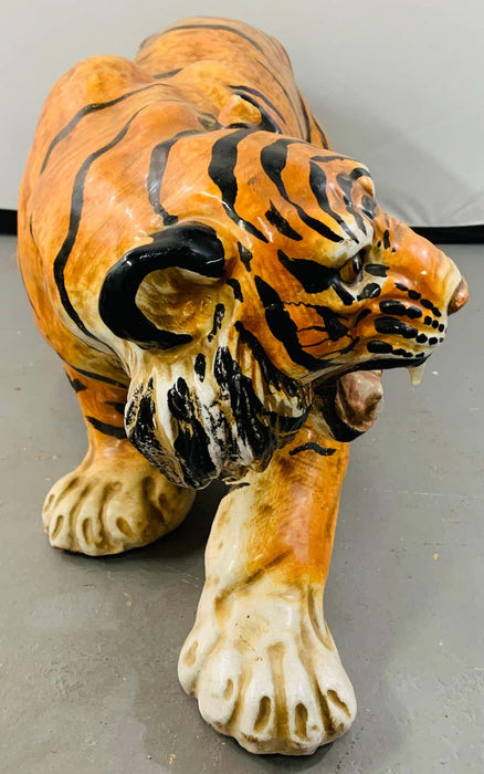 Midcentury Italian Terracotta Tiger Statue or Sculpture