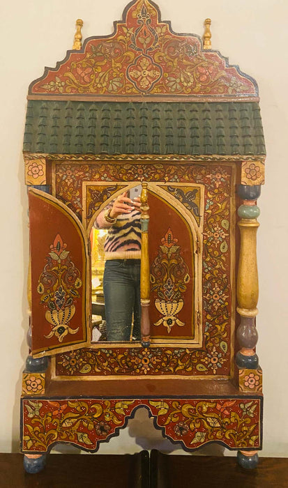 Vintage Moroccan Mirror with Two Doors in Moucharabeih Design