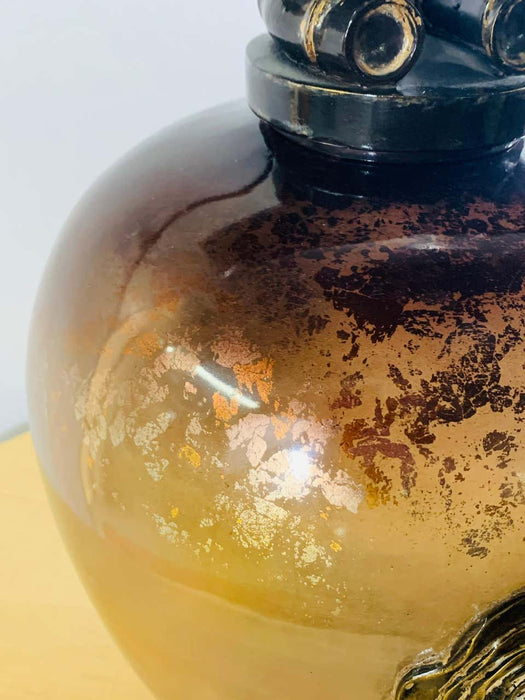 Vintage Asian Amber Glass Vase or Urn