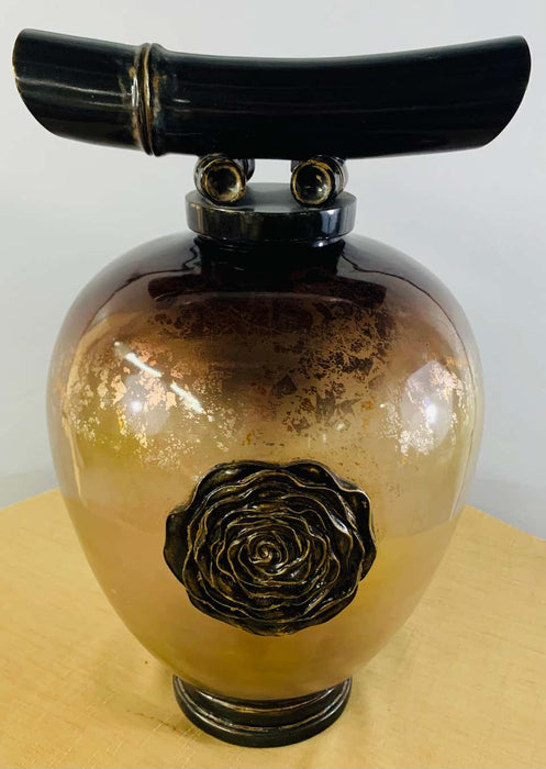 Vintage Asian Amber Glass Vase or Urn