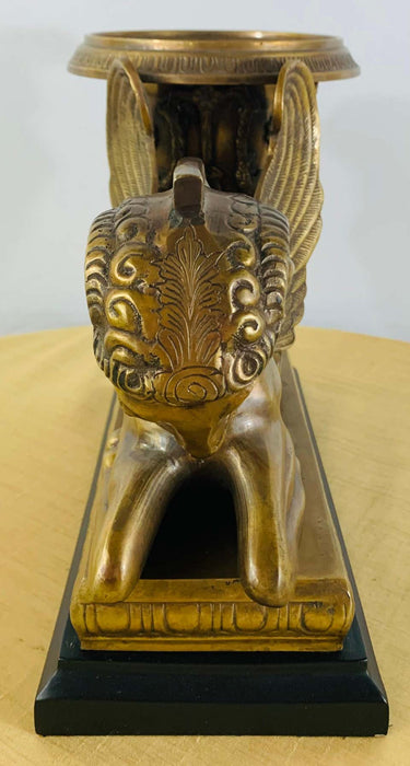 Indian Rhyton Shaped Brass Sculpture or Statue With Winged Ram