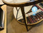 Oval Antiqued Metal Coffee / Low Table with Glass Top