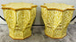 Vintage Moroccan Yellow & White Side or End Table in Star Shape, a Pair