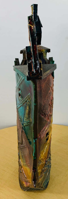 A Brutalist Glazed Pottery Vase or Sculpture