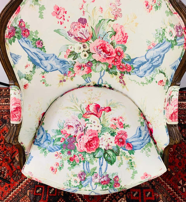 Late 19th Century Louis XV French Bergere Chair, a Pair