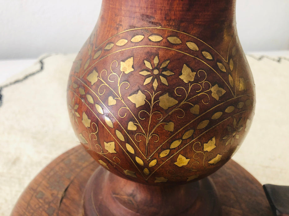 Boule Inlaid Centre, End, Lamp or Card Table, Wood Hand Carved and Brass Inlay