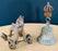Antique Asian Cast Bronze Horse on Wheels and Tibetan Bell