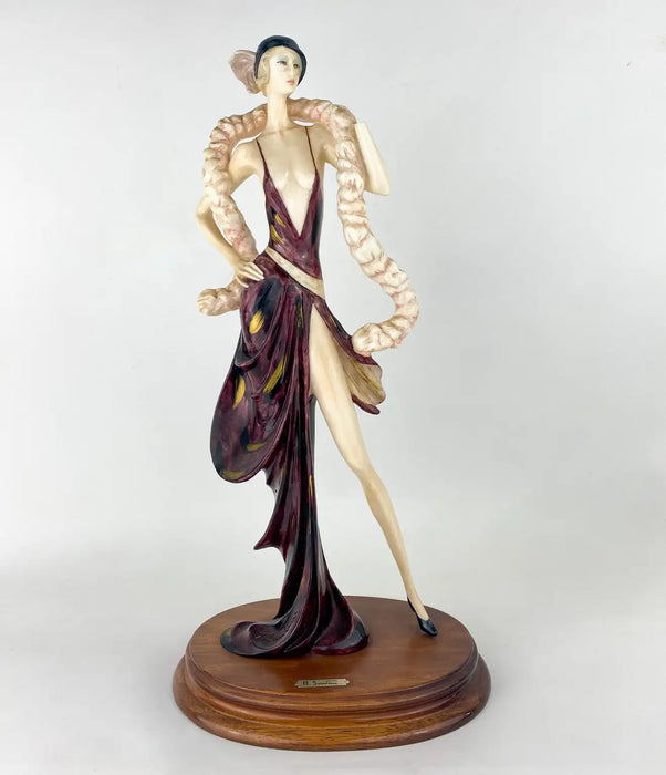 Art Deco Style Amilcare Santini Lady Alabaster Sculpture