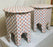 Pair of Moroccan Handmade End Tables in Orange, Blue and White