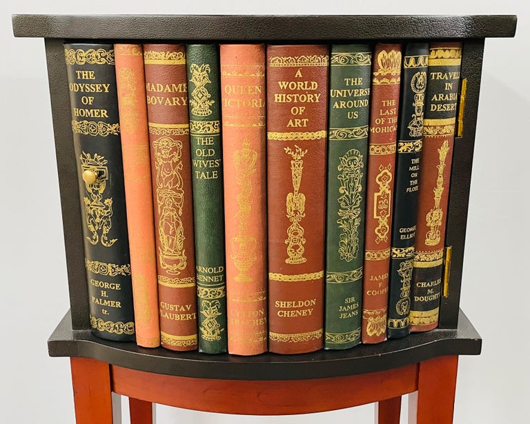 Regency Style Book Design Nightstand or End Table With Leather Top