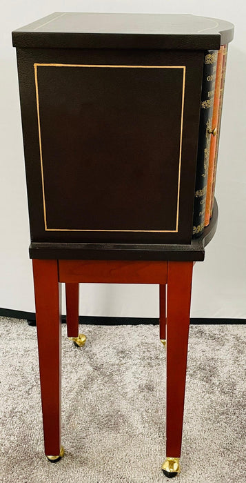 Regency Style Book Design Nightstand or End Table With Leather Top
