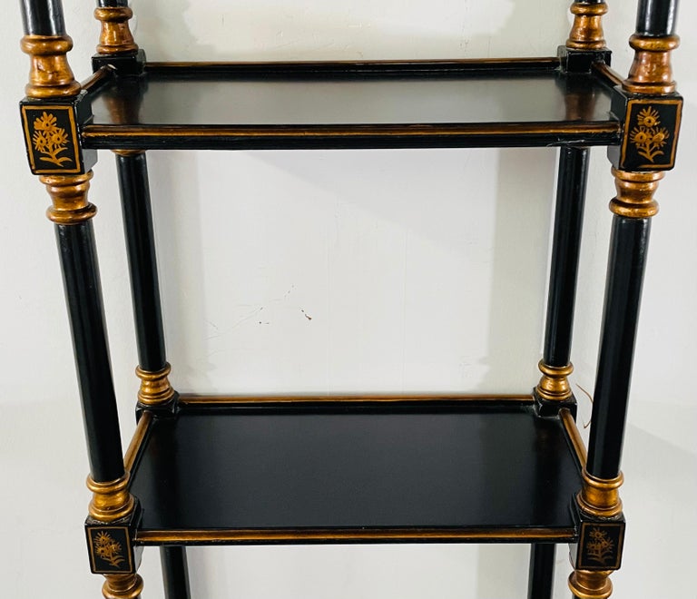Chinoiserie Style Pagoda Form Faux Bamboo Wall Rack, 3 Shelves