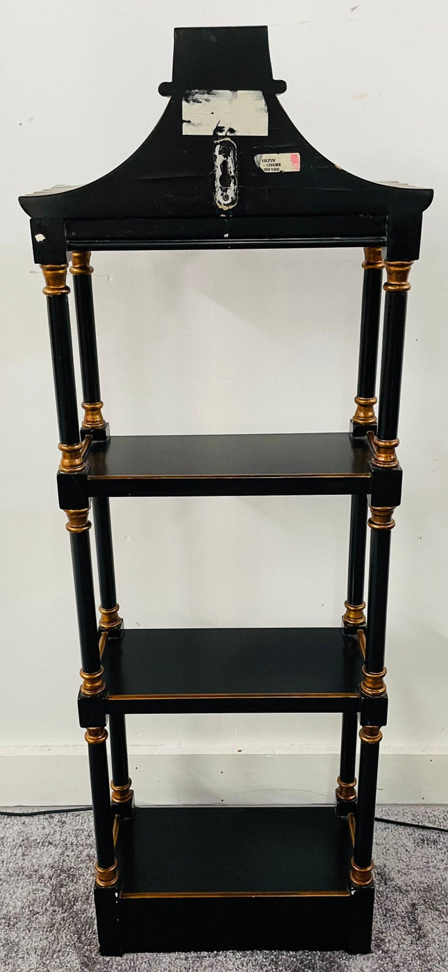 Chinoiserie Style Pagoda Form Faux Bamboo Wall Rack, 3 Shelves