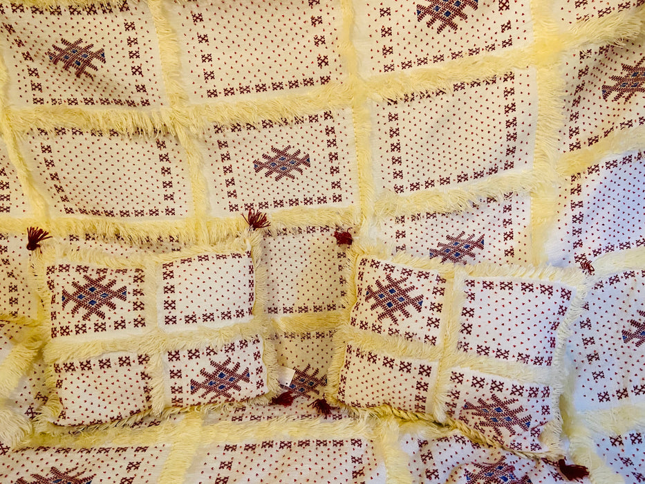 Vintage Berber Moroccan Large Blanket and Matching Pair of Pillows