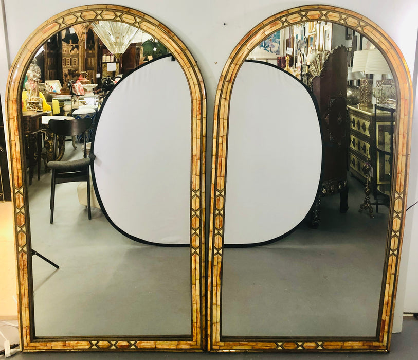 Palatial Moroccan Hollywood Regency Fashioned Wall Console or Pier Mirrors, Pair