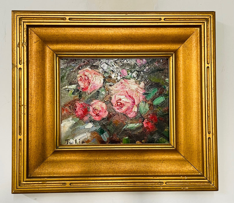Oil on Canvas of Roses - Framed and Signed by Artist