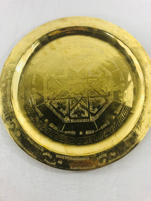 Engraved Gold Moroccan Tray