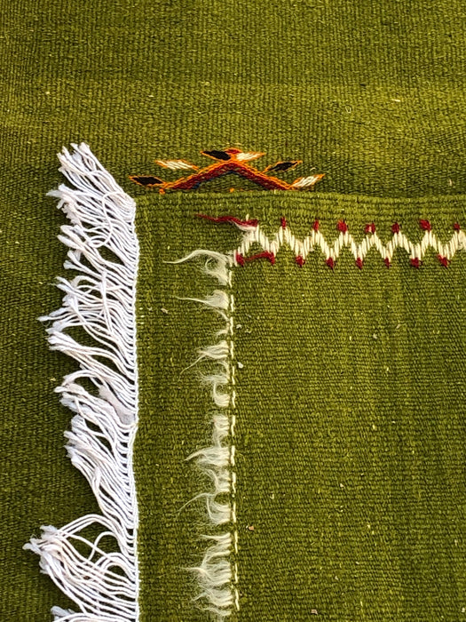 Large Green Handwoven Moroccan Berber Rug - 100% Wool Organic Dye