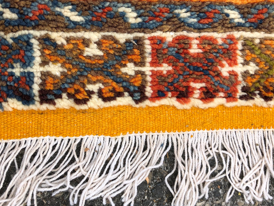 Handwoven Berber Moroccan Organic Wool and Natural Dye Mustard Rug
