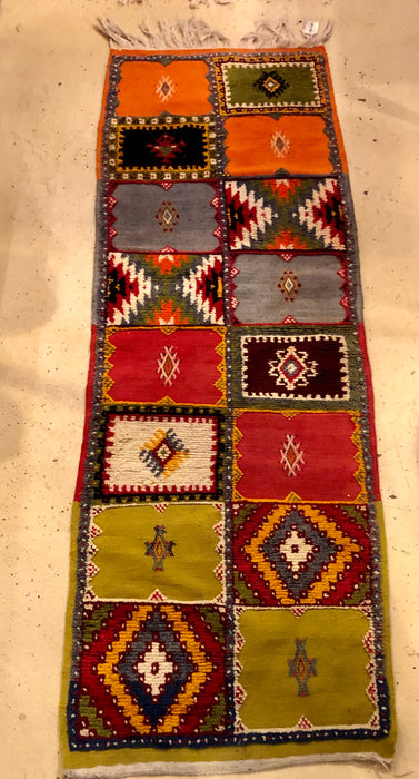 Vintage Moroccan Tribal Multi-color Handwoven Wool Runner Rug or Carpet