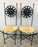 Art Deco French Wrought Iron Moon and Sun Rattan Seat Chairs, a Set of Four