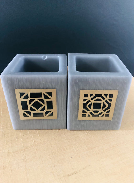 Gray Wax Tealight or Candle Holders - Set of 3