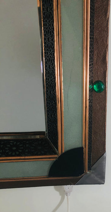 Lighted Art Deco Moroccan Style Vanity Mirror or Wall Mirror