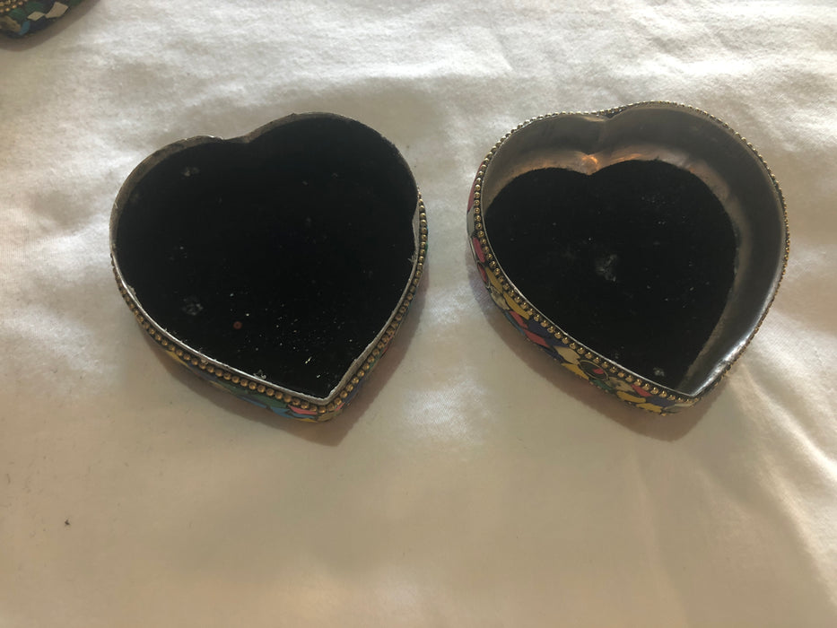 A Set of Three Heart Shaped Natural Stones boxes
