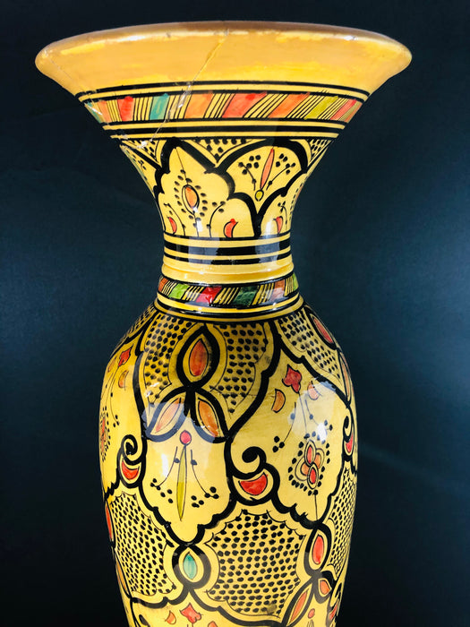 Vintage Moroccan Pottery Yellow Vase